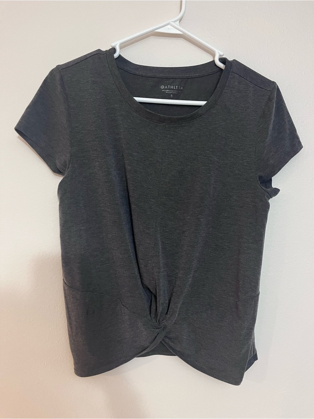 Athleta Dark Charcoal Twist-Front Short Sleeve Tee